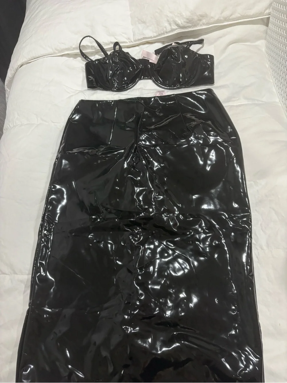 Victoria's Secret Black Patent Vinyl Pencil Skirt